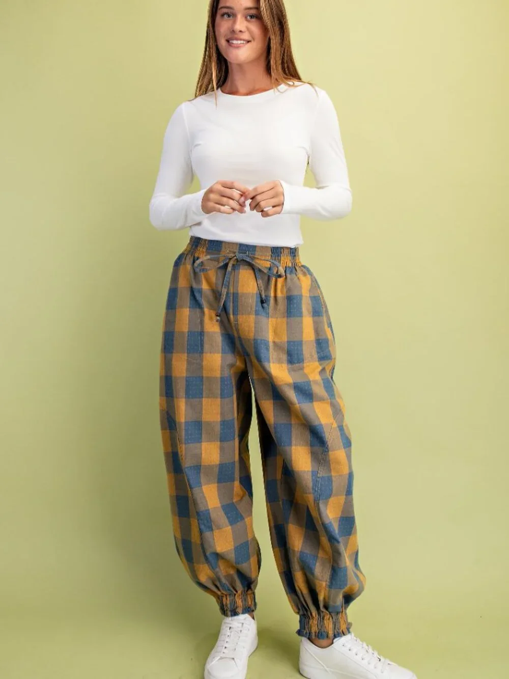 Check Print Balloon Style Pants